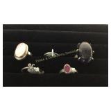 Size 8 Silver Rings Pink & Purple