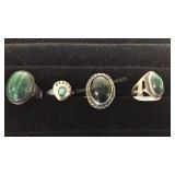 4 Sz 3 Rings Turq/Onyx/Malachite/ Amazonite