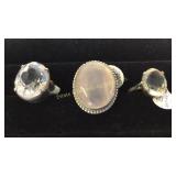 3 Sz 8 Rings Topaz/ Rose Quartz/ Citrine