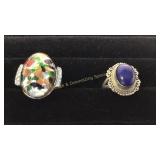 2 Sz 8 Rings Lapis/ Dichroic Glass