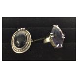 2 Size 6 Rings Onyx & Amethyst