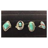 4 Size 5 Turquoise Rings