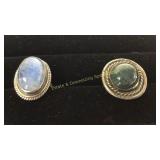 2 Size 7 Rings Rainbow Moonstone & Bloodstone