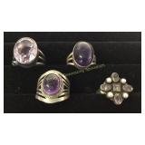 4 Size 9 Amethyst Rings