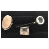 3 Size 8 Rings White Topaz & Rose Quartz