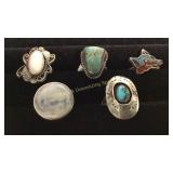 5 Size 4 Rings MOP/ Turquoise/ Labradorite