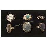6 Rings CZ/ Labradorite/ Turquoise