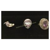 3 Size 8 Amethyst Rings