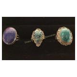 3 Size 9 Rings Lapis & Turquoise