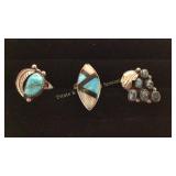3 Size 8 Rings Native Inlay/ Turquoise