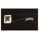 2 Size 7 Rings White Topaz & CZ