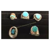 5 Size 6 Turquoise Rings