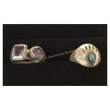 2 Size 11 Rings Amethyst/ Turquoise