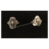 2 Diamond Sterling Rings Victorian/ 1910s