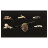 6 Size 9 Sterling Rings CZ /Marcasite/ Cat