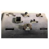 6 Size 7 Sterling Rings Onyx/ Pearl/ Marcasite