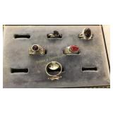 5 Size 8 Sterling Rings Garnet/ Ruby/ Alex