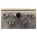 5 Size 7 Sterling Amethyst Rings