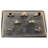 8 Sz 10 Sterling Rings Onyx/Amethyst/Pearl & More