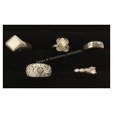 5 Size 8.5-9 Sterling Rings CZ/ MOP/ Crystal