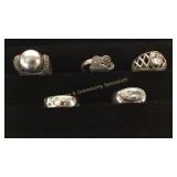 5 Size 8.25-8.75 Sterling Rings CZ/ Marcasite