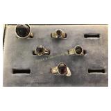 5 Size 8-8.5 Sterling Rings Garnet/ Onyx