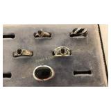 5 Size 8.5-9 Sterling Rings Onyx/ Garnet/ CZ