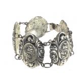 Sterling Large Link Floral Bracelet 48.0g TW