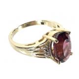 14K Garnet Diamond Ring 5.7g TW Sz 6 1/2