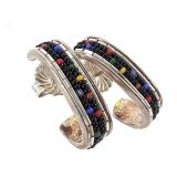 Sterling Seed Bead Earrings Artisan Made 8.5g TW