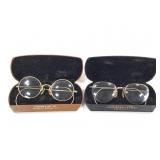 2 Pair Antique 12K GF Glasses w Cases