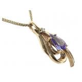 14K Necklace w Amethyst Diamond Pendant 7.8g TW