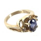 14K Diamond Topaz Ring 4.0g TW Sz 4