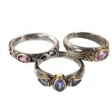 3 Sterling w Karat Gold Accents 13g TW