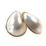 14K Mabe Pearl Earrings 4.9g TW