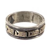 Sterling & 14K "BEAR" Artisan Stamped Ring