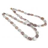 2 - 21" L Pearlescent Shell Necklaces 925 Clasps