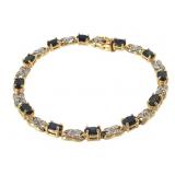 Sterling Sapphire Diamond Bracelet 10.5g TW