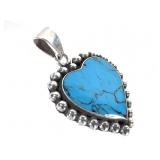 Mexican 925 Turquoise Heart Pendant 11g TW