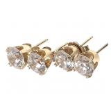 2 Pr 14K Earrings 3.1g TW CZ?