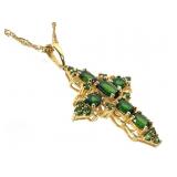 Sterling Necklace & Emerald Cross 7.3g TW