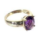 14K Amethyst Diamond Ring 4.1g TW Sz 7