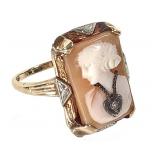 10K Cameo w Diamond Ring 2.8g TW
