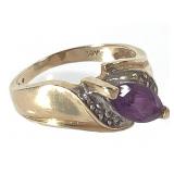 10K Amethyst Ring 3.6g TW Sz 7