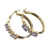 14K Tanzanite Diamond Earrings 2.8g TW 3/4" W