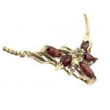 14K Necklace w Garnet Diamond Pendant