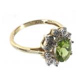 14K Peridot Diamond Ring 2.9g TW Sz 7