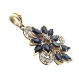 14K Diamond Sapphire Pendant 2.2g TW