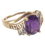 10K Amethyst Ring 2.3g TW Sz 6 1/2