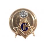 14K Masonic Diamond Pin .3g Pin Weight